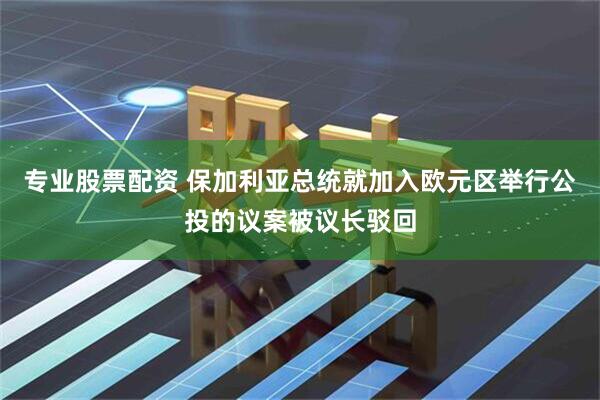 专业股票配资 保加利亚总统就加入欧元区举行公投的议案被议长驳回